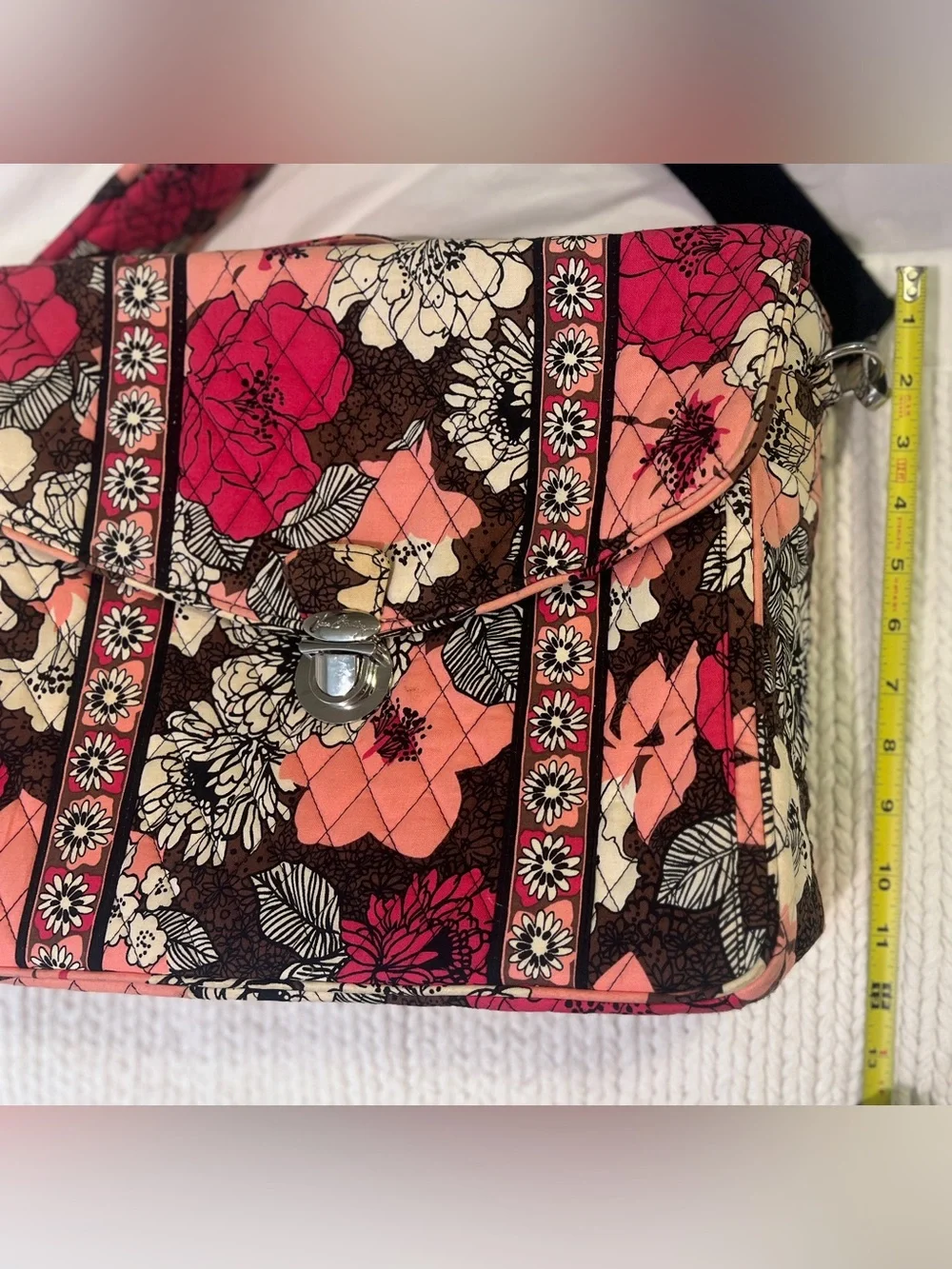 Vera Bradley Mocha Rouge Attache Briefcase Laptop Bag Crossbody Strap